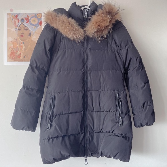 authentic black moncler puffer jacket w fur trim - Picture 1 of 4